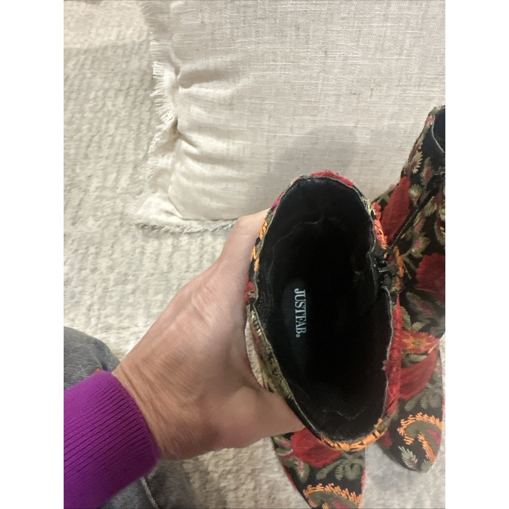 Flower Embroidered Half Boots Booties Marguerite Floral Multicolor‎ Sz 6 Zipper - Picture 10 of 11
